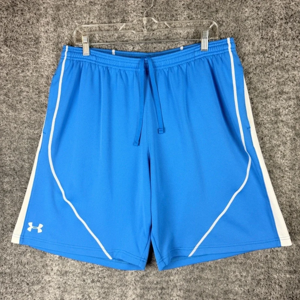 Under‎ Armour Men's XL Blue Mesh Athletic Basketball Shorts Loose Fit Summer